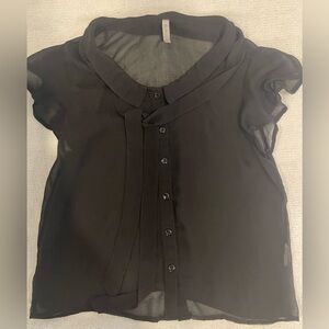 Bluesteel Black Sheer Women's Top short sleeves small